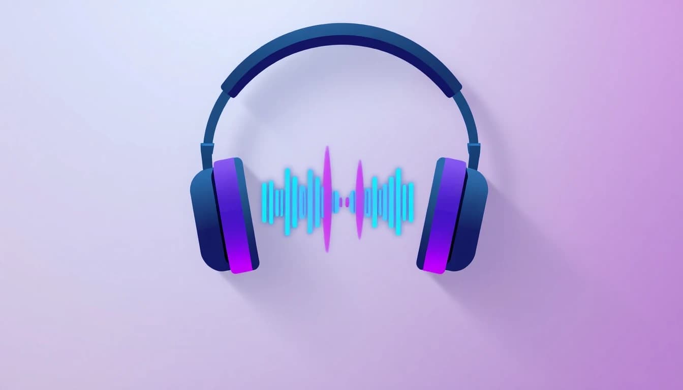 Audio reaction time test illustration with headphones and sound waves
