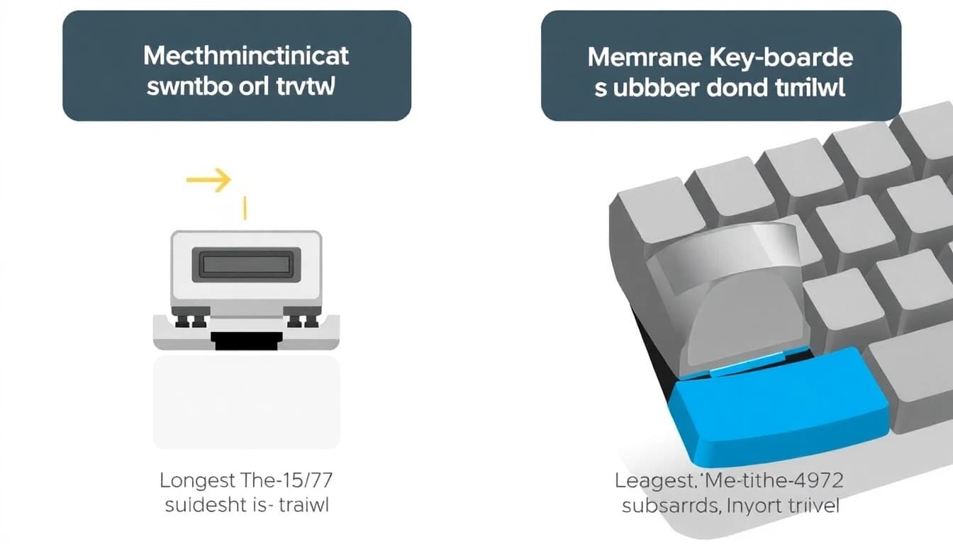 Side-by-side cross-section comparison of mechanical vs membrane keyboard switches