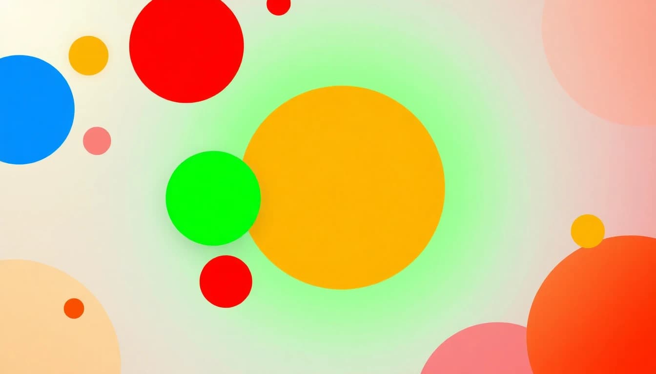 Color reaction time test illustration showing red, green, blue, and yellow circles