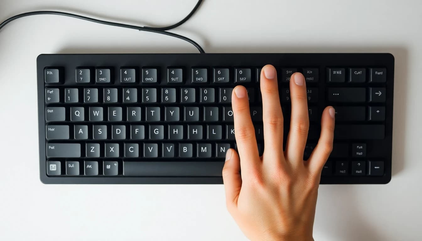 Proper touch typing finger position on home row keys